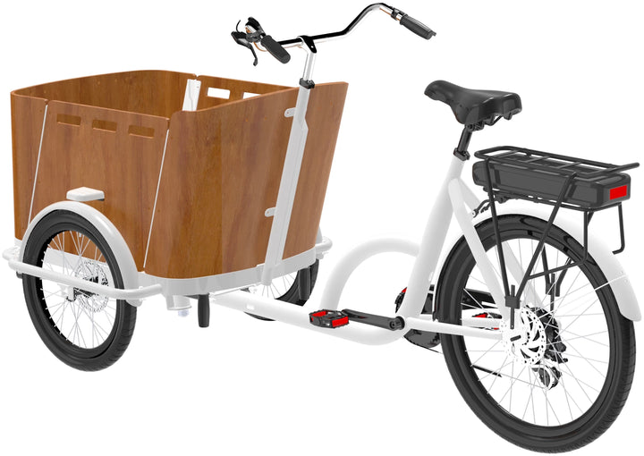 velo cargo electrique couleur blanc