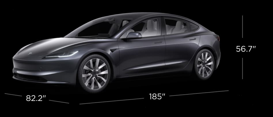 Tesla model 3 dimensions