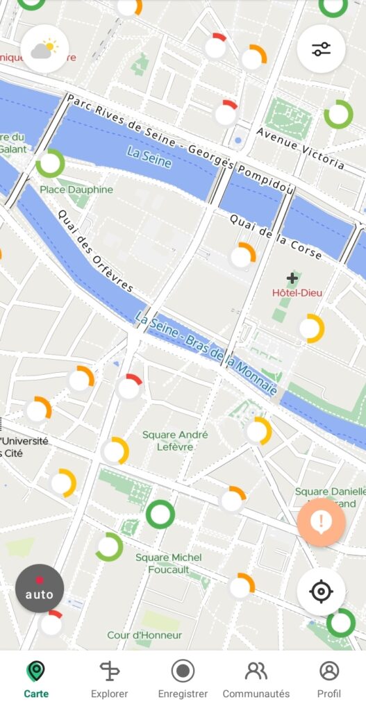 application android parcours vélo électrique